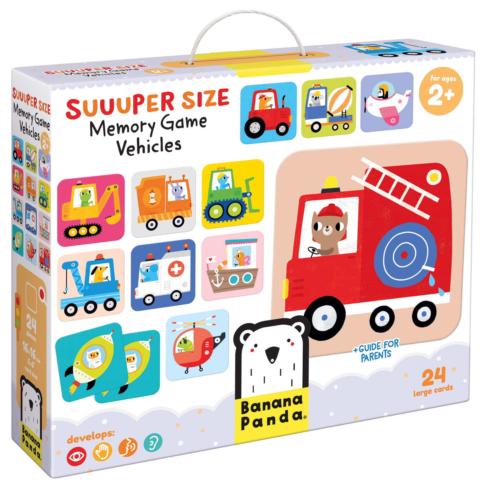 Jeu de mémoire avec véhicules - Super Taille - Beaucoup Plus Grand Que Le Jeu de mémoire XXL - Cartes mémoire - Activité éducative pour Les Enfants à partir de 2 Ans et Plus
