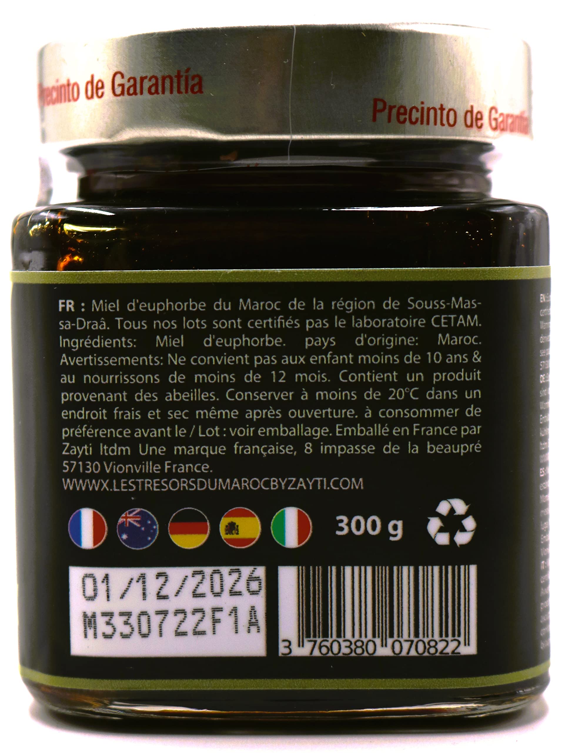 Miel di euforbia (honey) del Marocco 100% puro e naturale vero premium 300 g - qualità più sottile, grande varietà di sapori deliziosi. (300g)