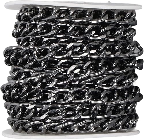 Miniatura 9 de TOPINCN Cadena de eslabones de aluminio negro para la fabricación de joyas, cadena de eslabones de metal para manualidades, suministros para