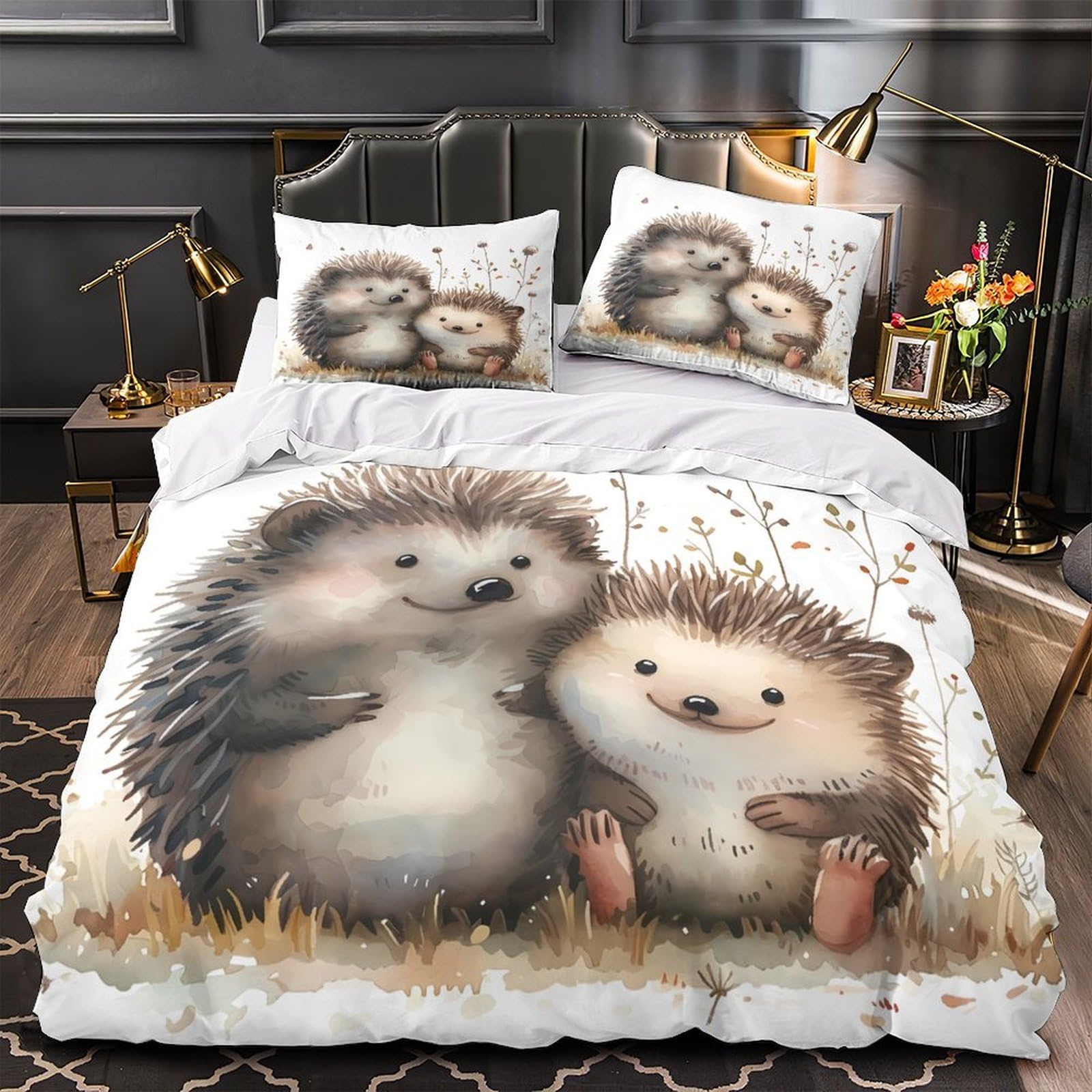 Housse de couette 3D hérisson pour lit enfant douce et légère