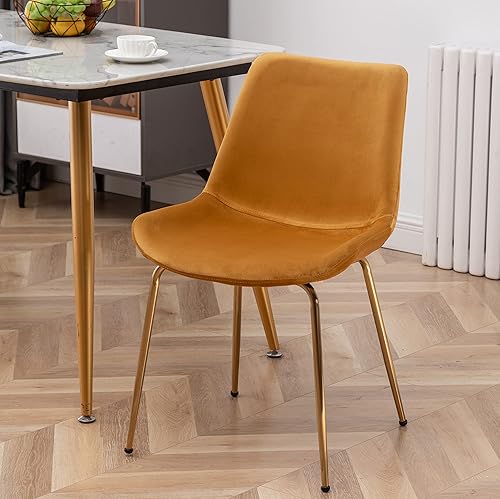 Miniatura 10 de Everett - Silla de comedor moderna de terciopelo con patas chapadas en oro duraderas, juego de 2, color rojo