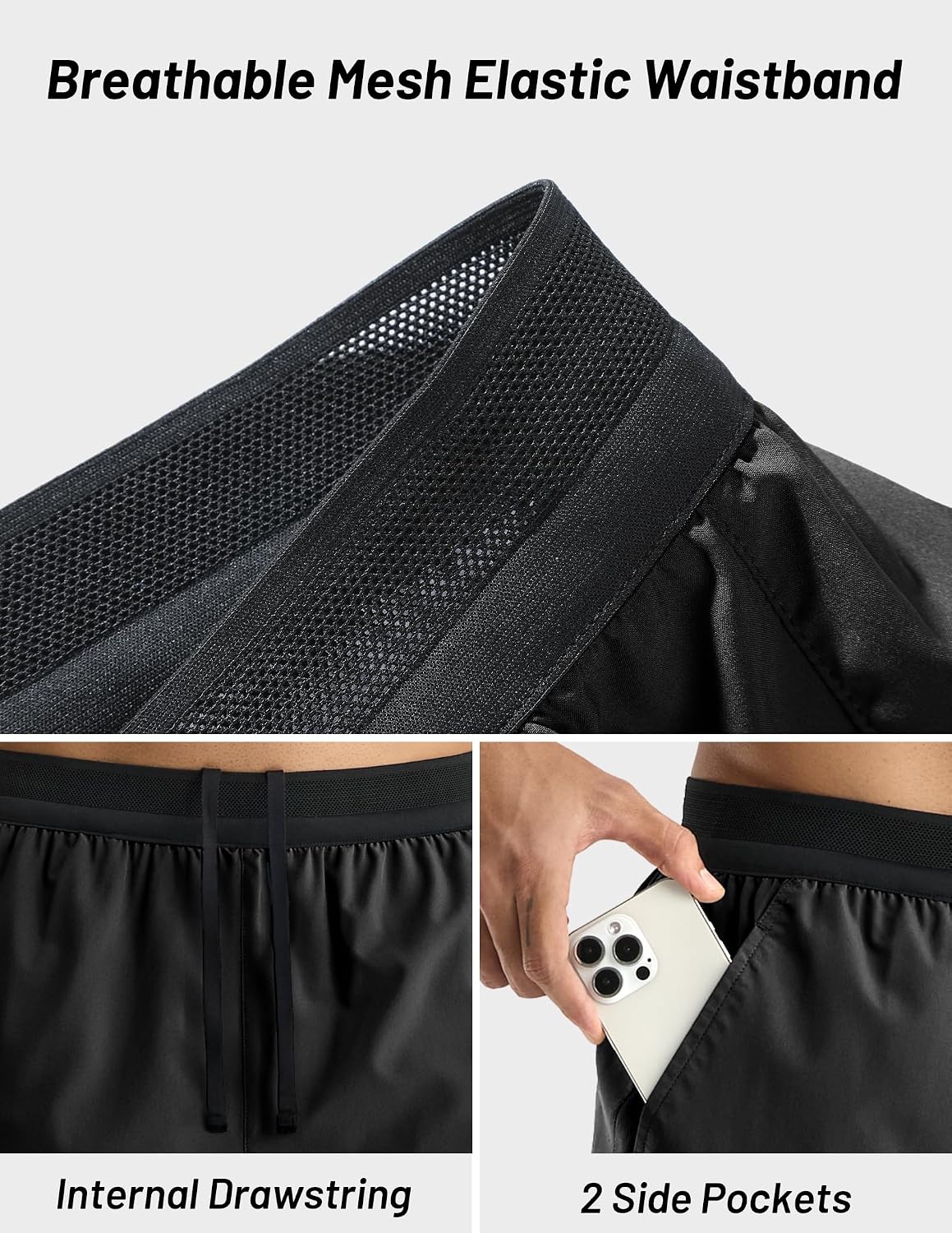 MIER Men's Quick Dry Athletic Running Shorts with Pockets, Extra-Light Workout Gym Sports Active Shorts for Men,5 Inch Inseam
