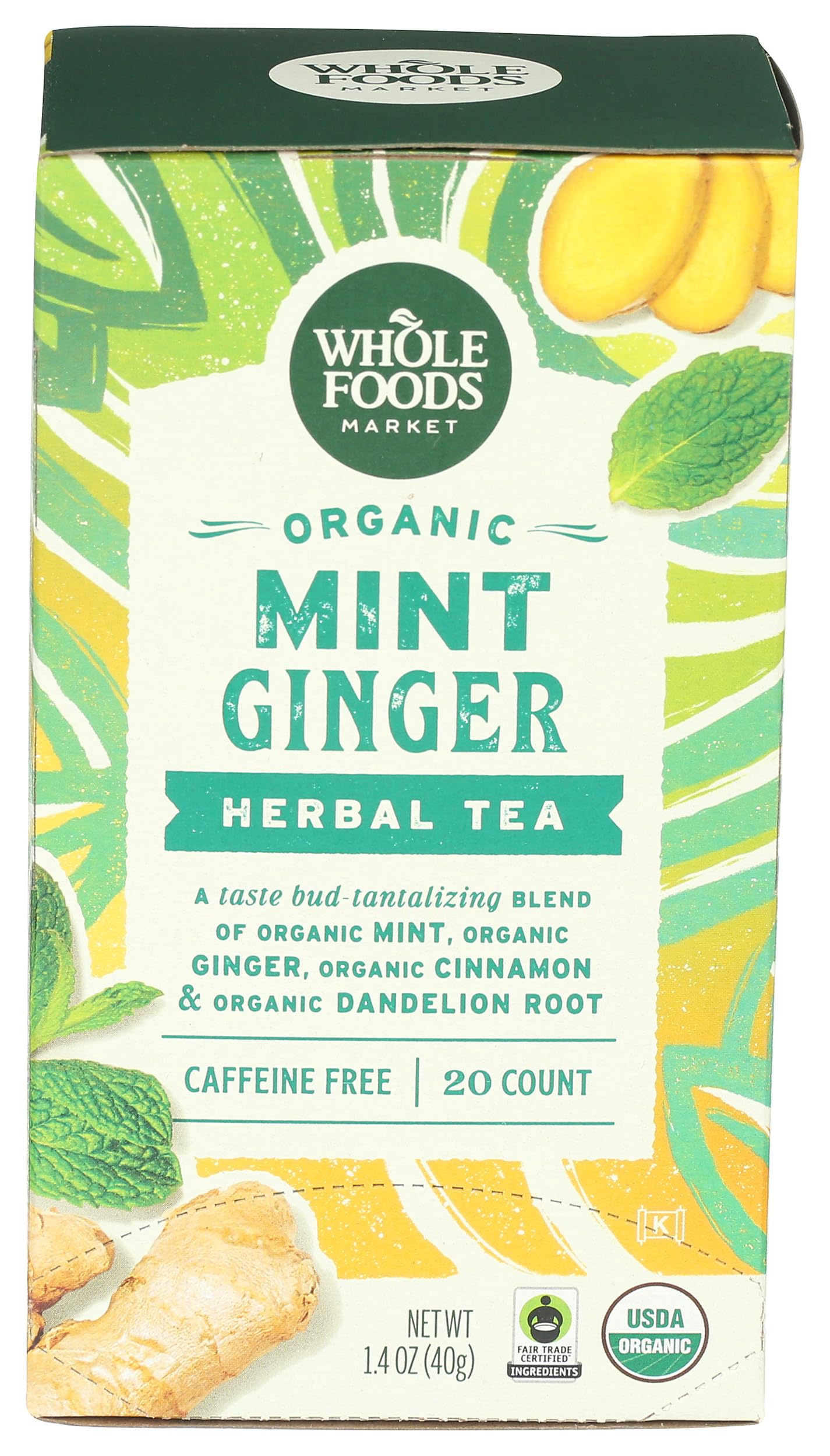 Whole Foods Market, Organic Mint Ginger Herbal Tea, 20 Count 20 CT