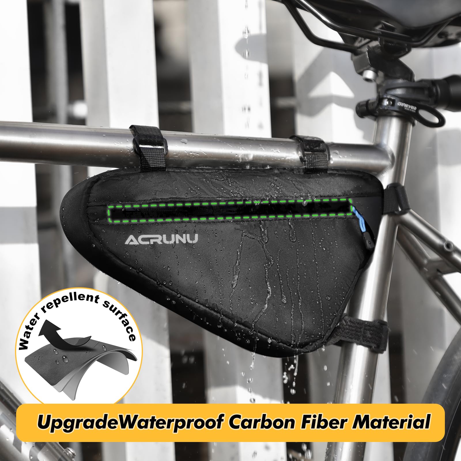 Sacoche Vélo Cadre Sac Cadre Vélo CCKOLE 1L Étanche - Sac Triangle Anti-Déchirure 900D - Réfléchissant - Pour VTT Et Route Accessoire Vélo Réfléchissant