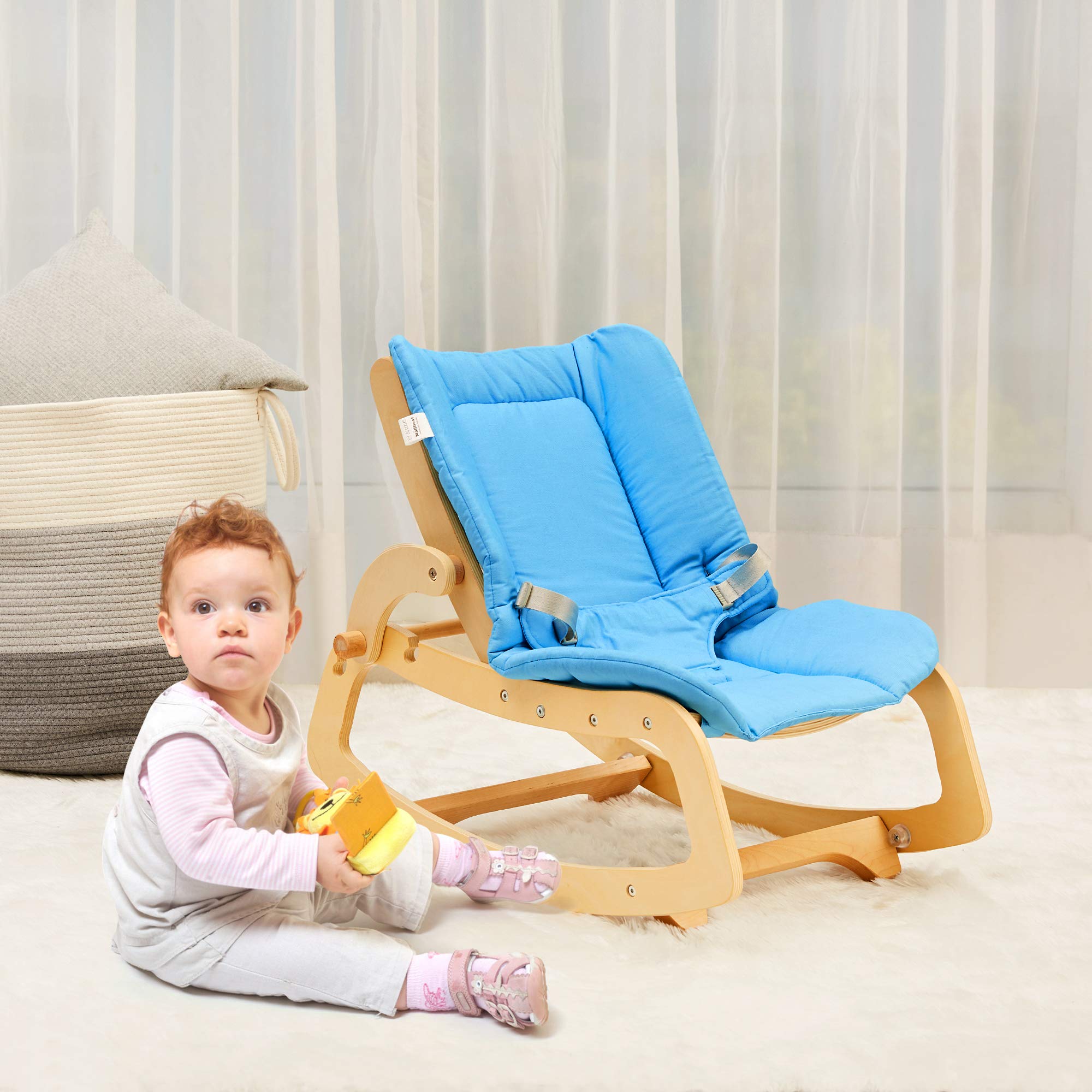 MallBest 3-in-1 Baby Bouncer Adjustable Wooden Rocker Chair Recliner ...