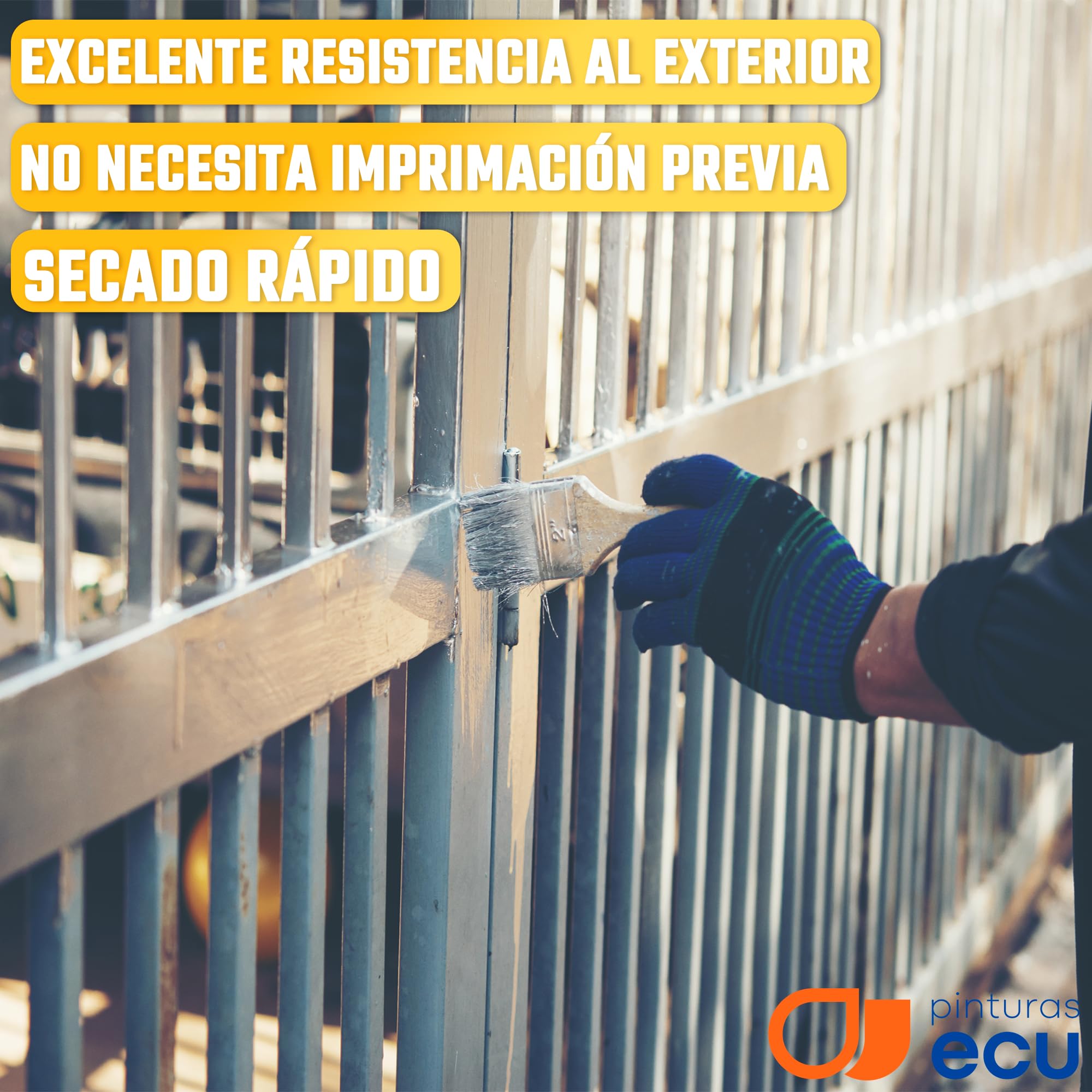 PINTURAS ECU - Esmalte Antioxidante - Esmalte directo sobre óxido - Color Negro Forja - 750 ml - Pintura antioxido metal - Superficie Exterior e Interior - Acabado Mate y de Rápido Secado