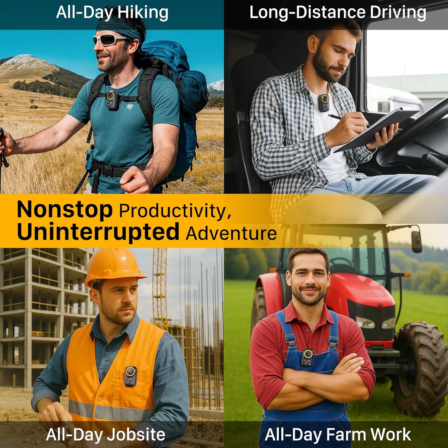 Wearable Bluetooth Speaker Clip On-Upgraded 800mAh Battery for 20 Hours Playtime, Waterproof Small Wearable Wireless Speaker with 120dB Loud Mic for Golf, Hiking, Jobsite - Black - Image 5