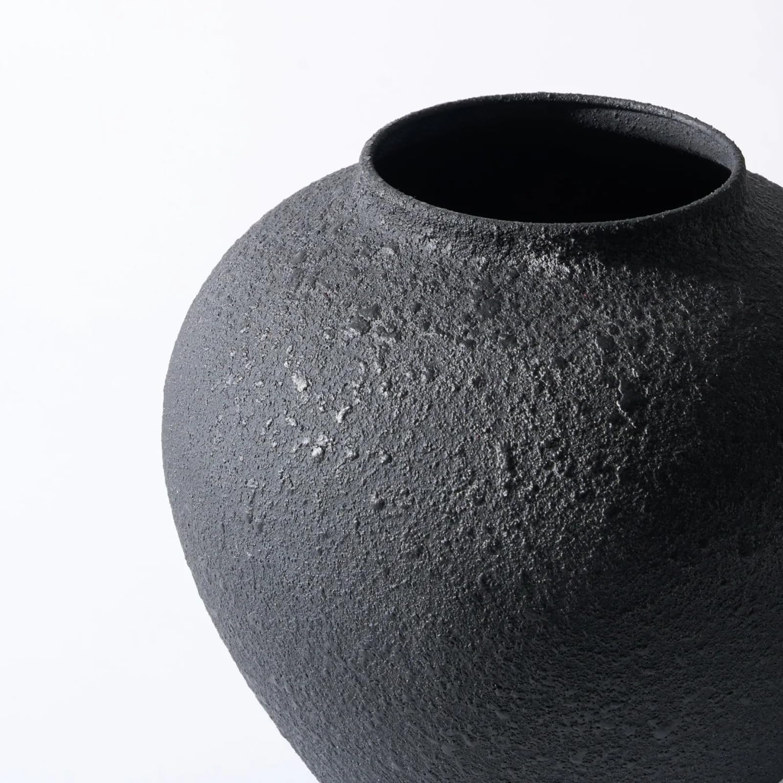 Amazon.co.jp: 大きな丸い花瓶陶器の家の装飾、アリーナブラック素朴な