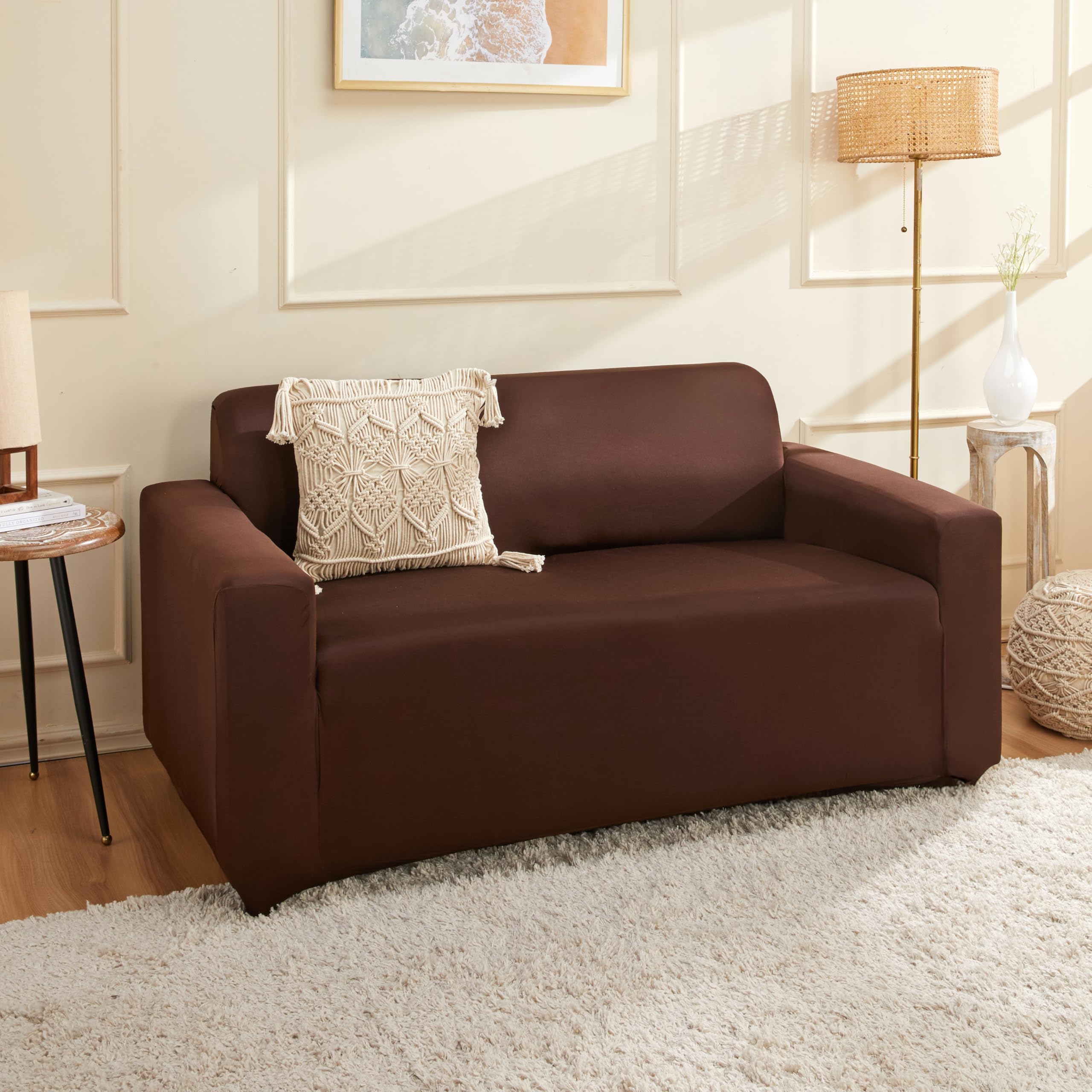 Amazon Brand - Solimo Polyester Spandex Stretchable Sofa Slipcover (2 Seater, Brown)-image-30