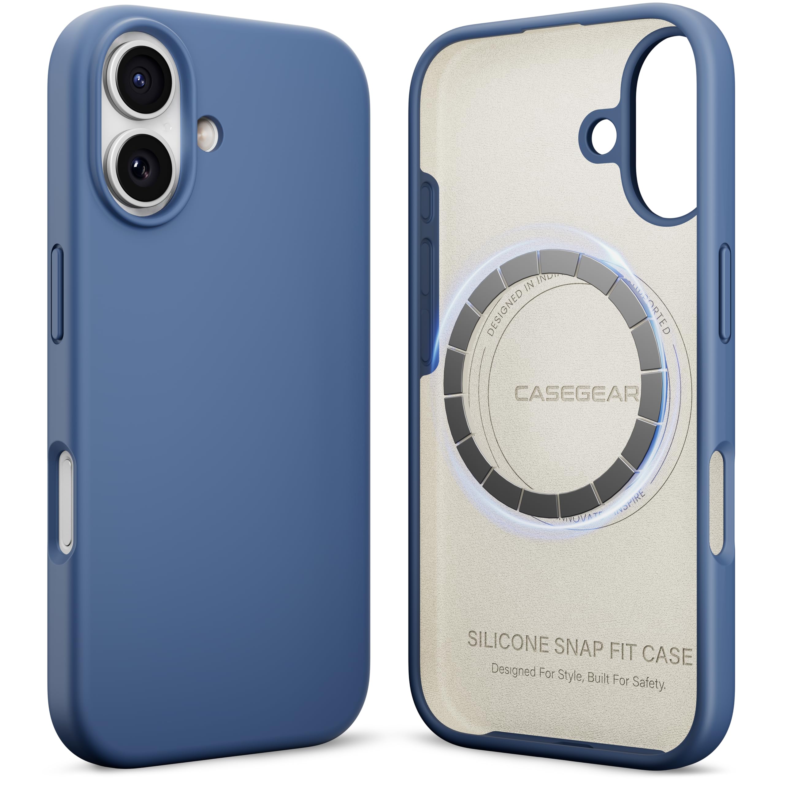 CASEGEAR Silicone Snap Fit Back Cover Case Compatible with iPhone 17 | 8 Feet Drop Protection | Compatible with MagSafe | 360° Protection | Shockproof & Scratch Resistant | Space Blue-image-37