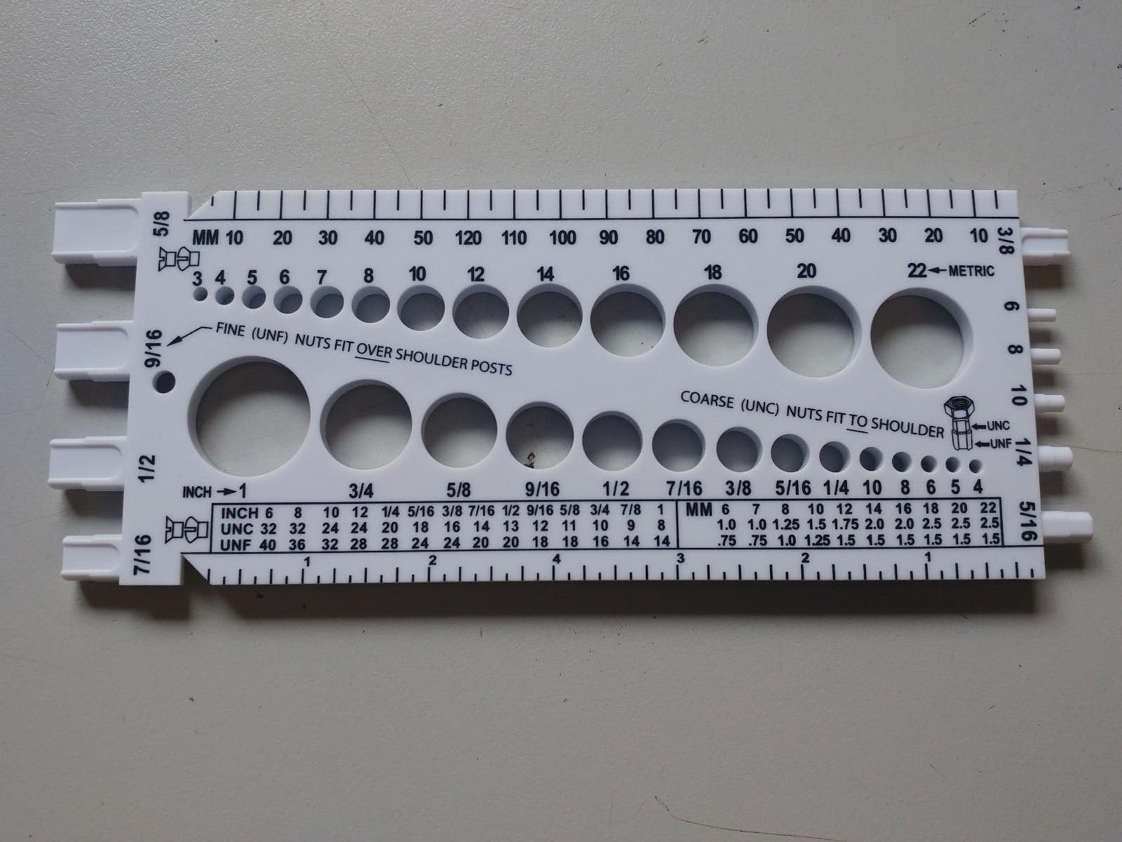 Metric and Imperial Bolt & nut Thread & Diameter Measuring Gauge inch UNC UNF MM