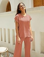 Vista 4 de Conjuntos de 2 piezas para mujer, conjuntos de suéter, chaleco de punto, pantalones de cintura elástica