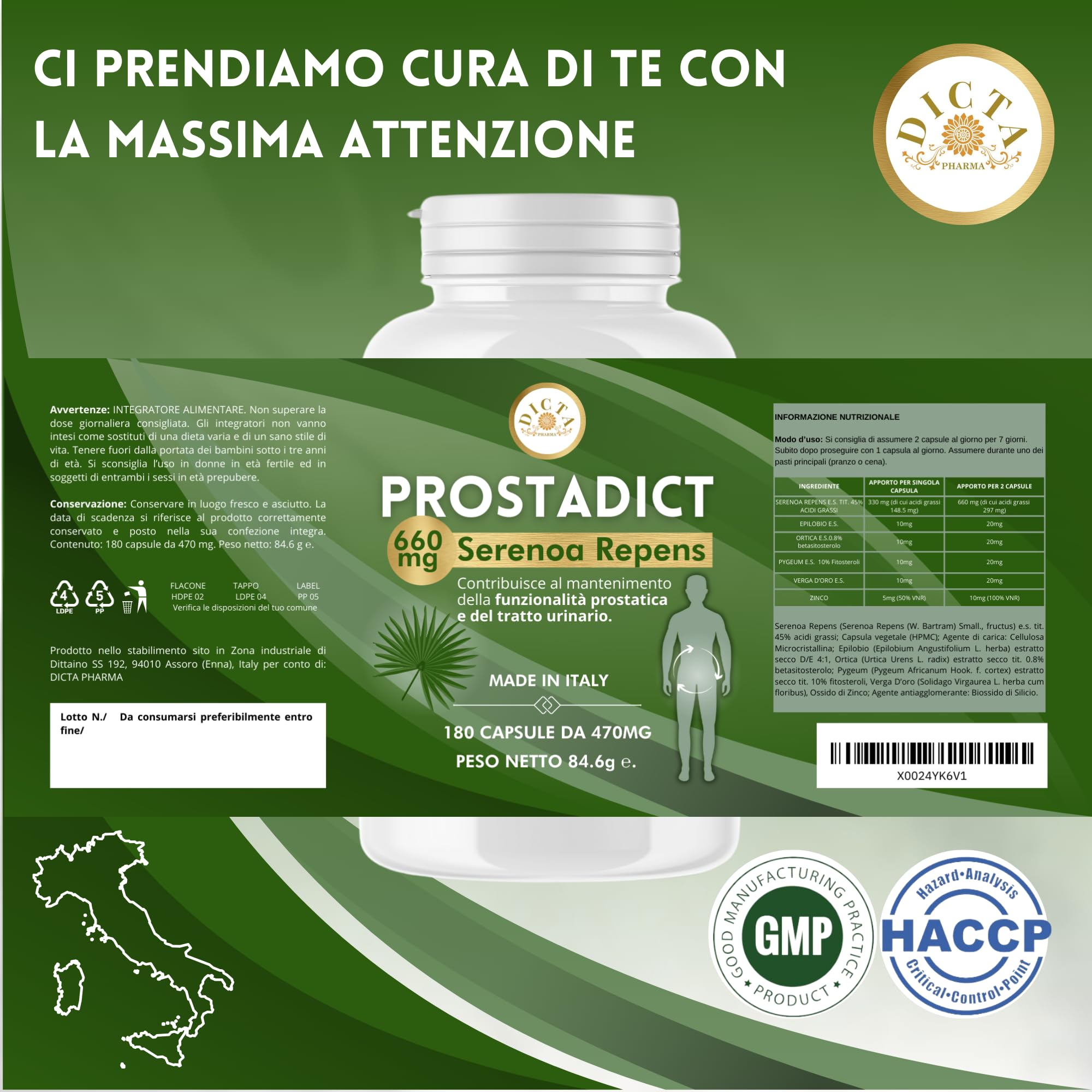 Serenoa Repens 660mg Saw Palmetto 180cps | Integratore Prostata Uomo con Estratto di Epilobio, Ortica e Pygeum per il Supporto delle Vie Urinarie Uomo