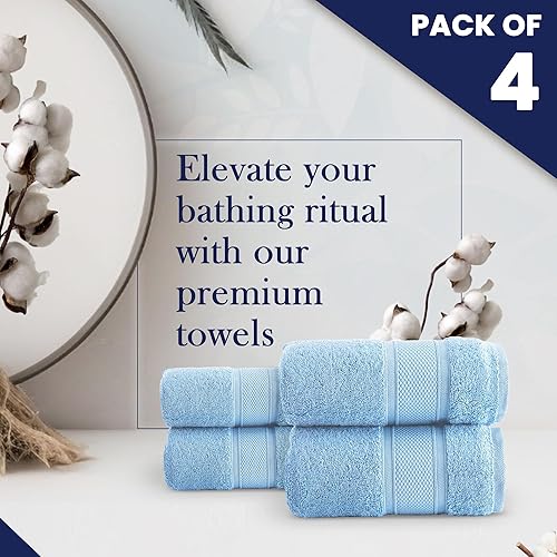 Miniatura 2 de HALLEY Toallas de mano 100% algodón turco (paquete de 4)  Calidad de hotel y spa  Toallas decorativas supersuaves, de secado rápido y absorbentes,