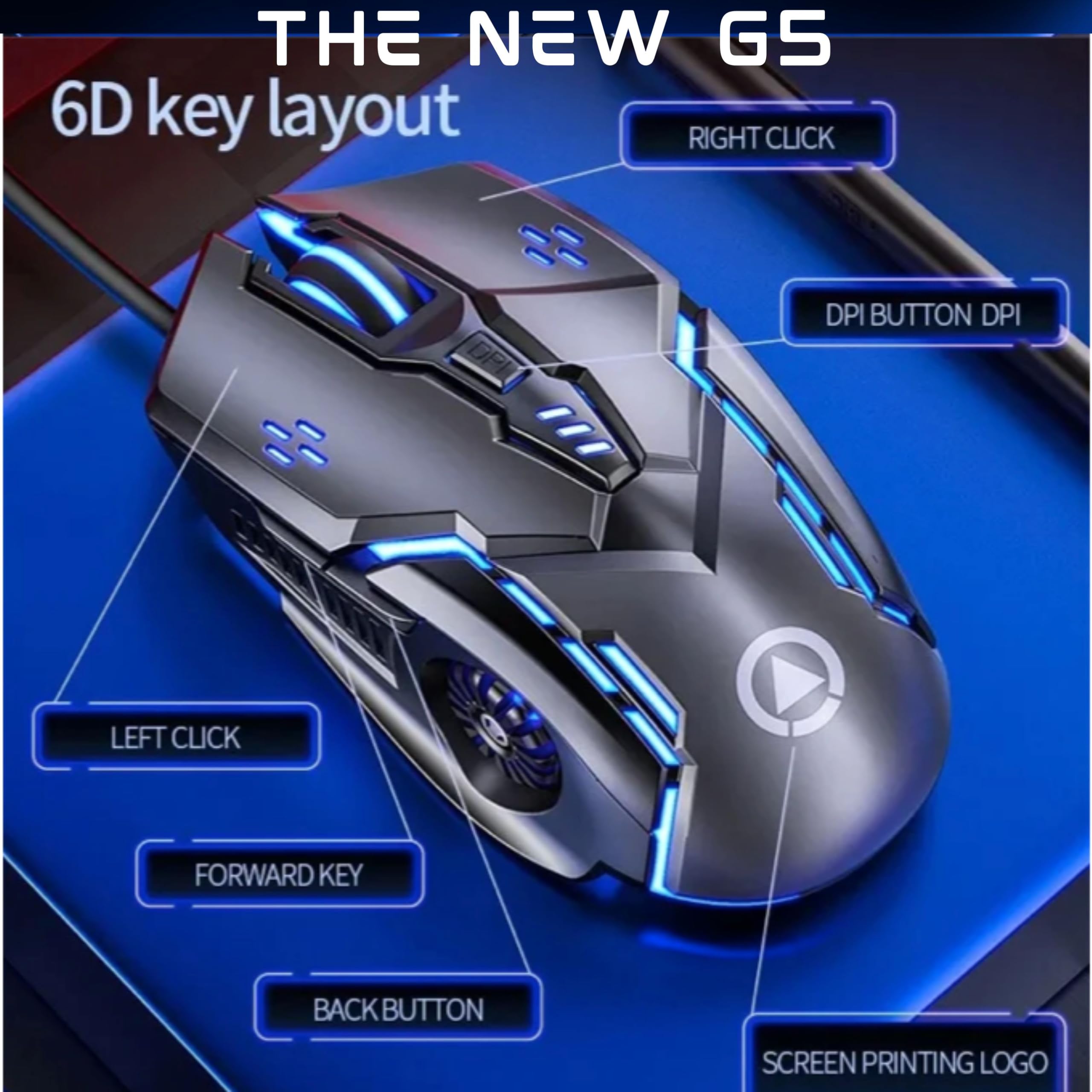 Amazon | バックライト付き G5 高精度有線ゲーミング マウス、6 つの 