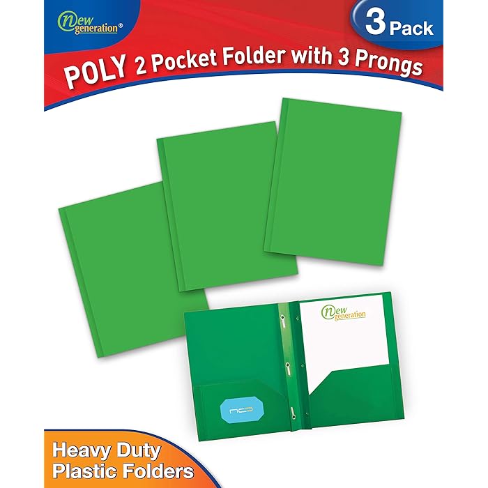 Buy NEW GENERATION Poly 2 Pocket Folders with 3 Prongs, Plastic