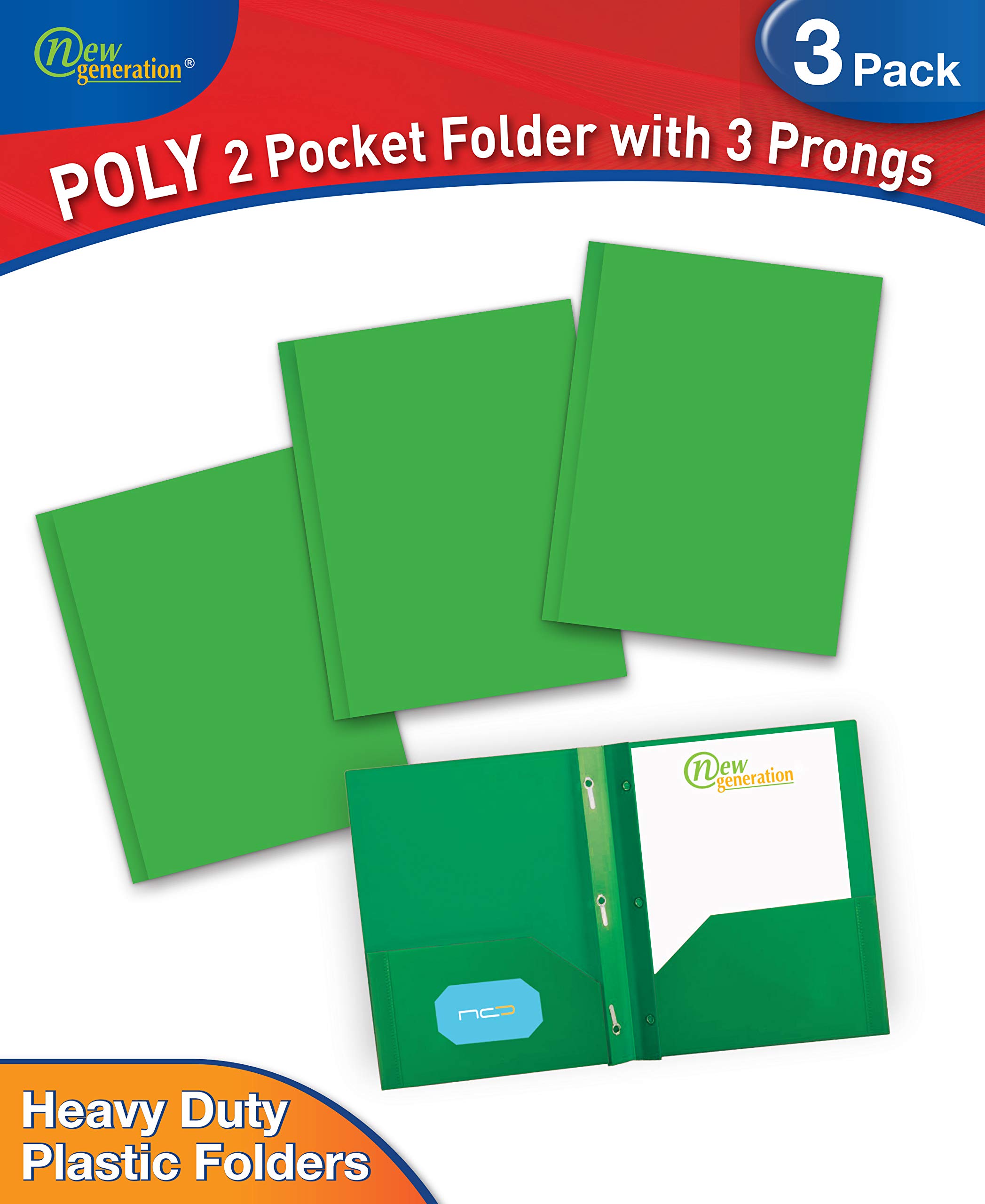 Buy NEW GENERATION Poly 2 Pocket Folders with 3 Prongs, Plastic