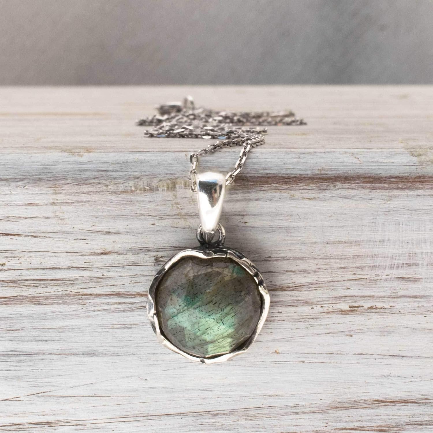 ADITA GOLD 925 Sterling Silver Labradorite Necklace Women - Labradorite Pendant Necklace Silver- Marche Birthstone Necklace - Silver Jewelry for Women- Minimalist Jewelry- Birthstone Necklaces