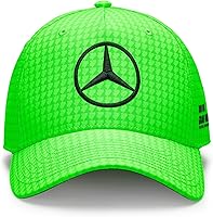 Vista 2 de Mercedes AMG Petronas Formula One Team - Gorra de conductor Lewis Hamilton 2023 - Verde neón - Unisex - Talla: Talla única