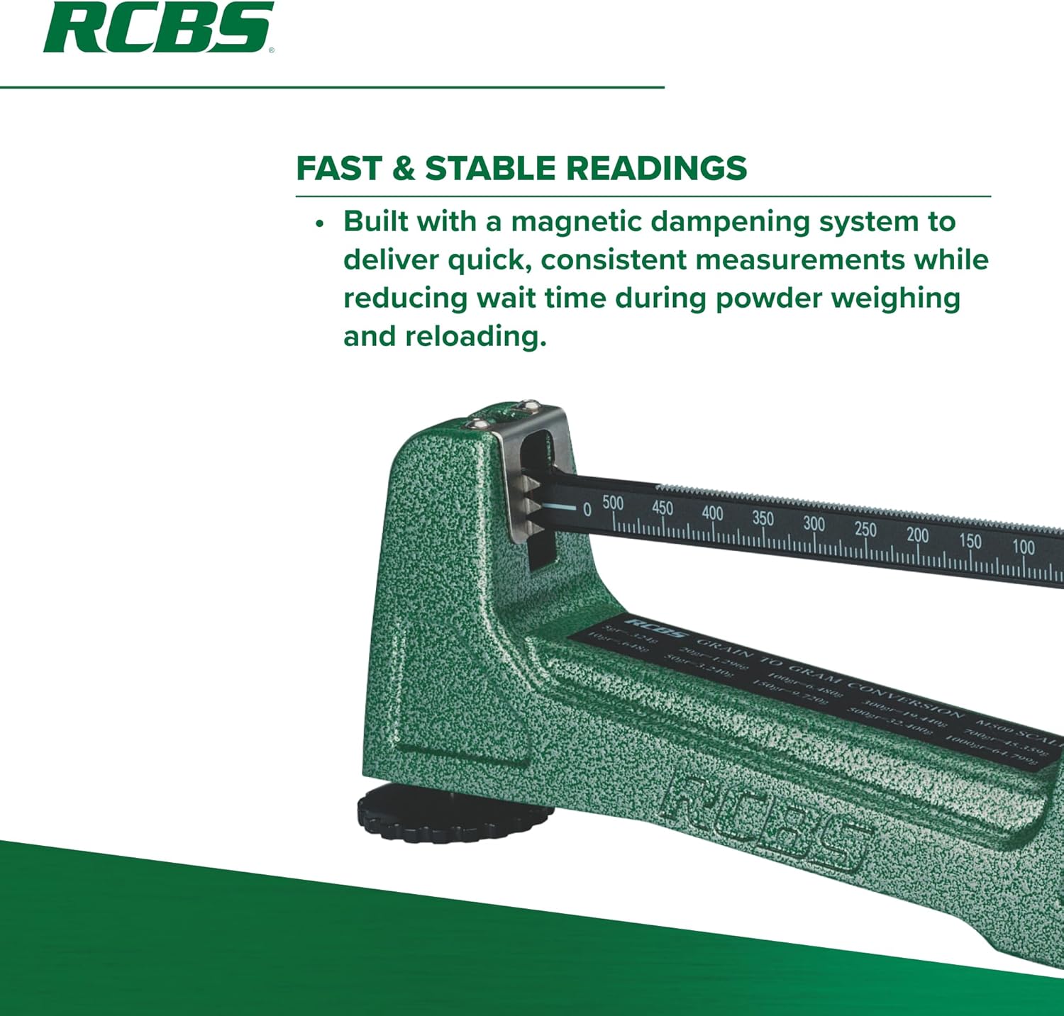RCBS M500 Mechanical Reloading Scale – 505 Grain Capacity – Green