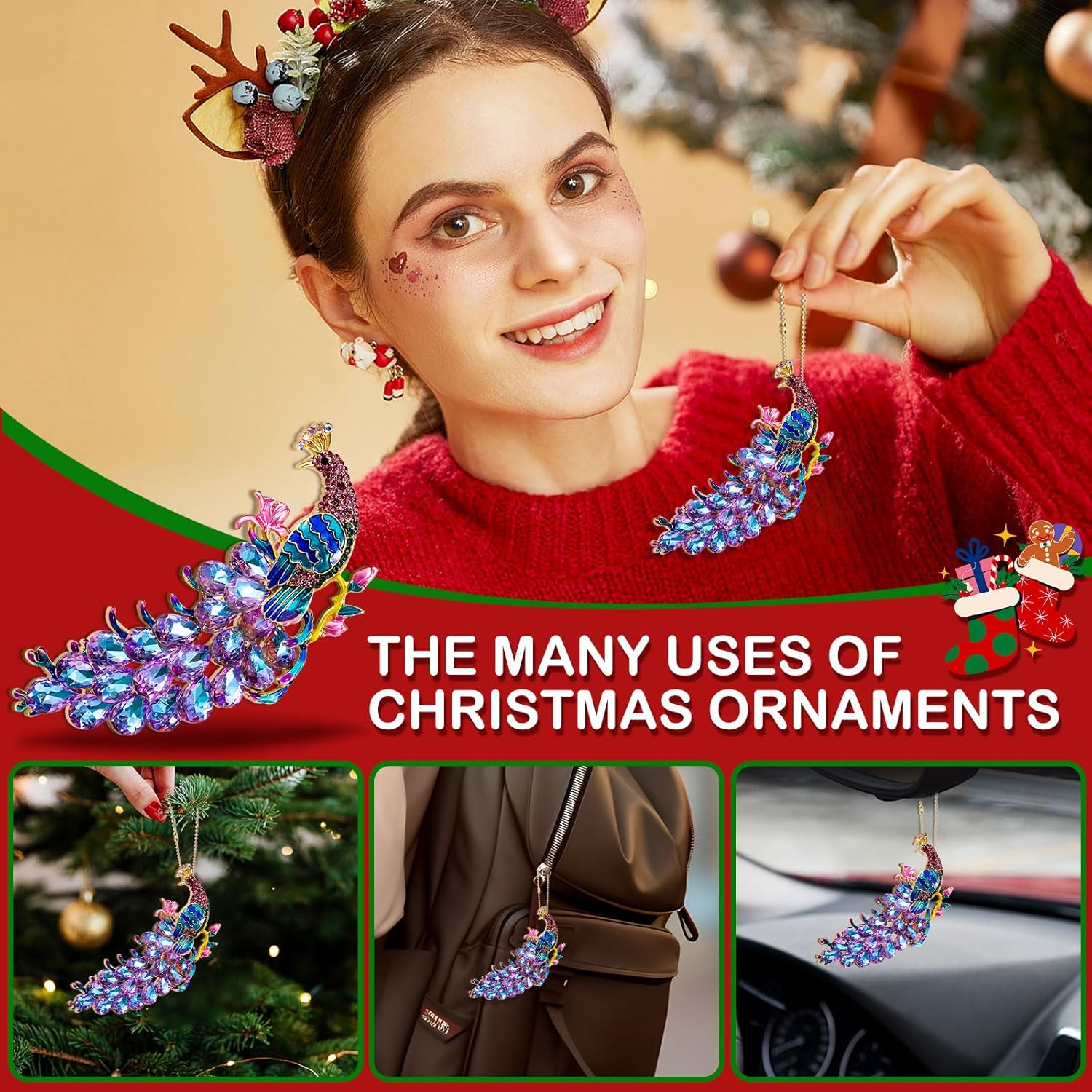 Peacock Ornaments for Christmas Tree Keepsake Gifts for Women Peacock Lovers - Image 4