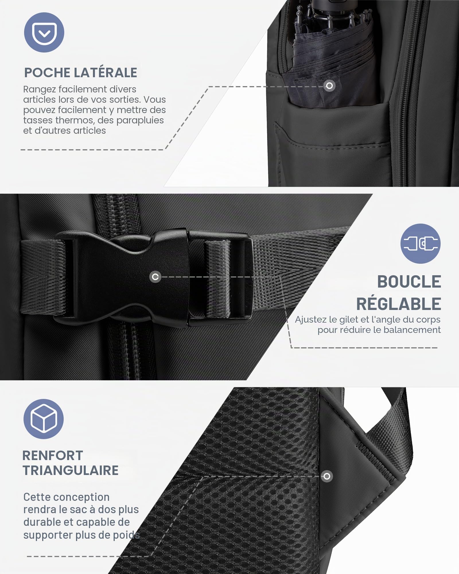 Sac a Dos Voyage Cabine Avion Sous Vide 40x30x20, Sac de Compression Bagage Cabine avec Airbag, Bagage à Main Imperméable -Noir