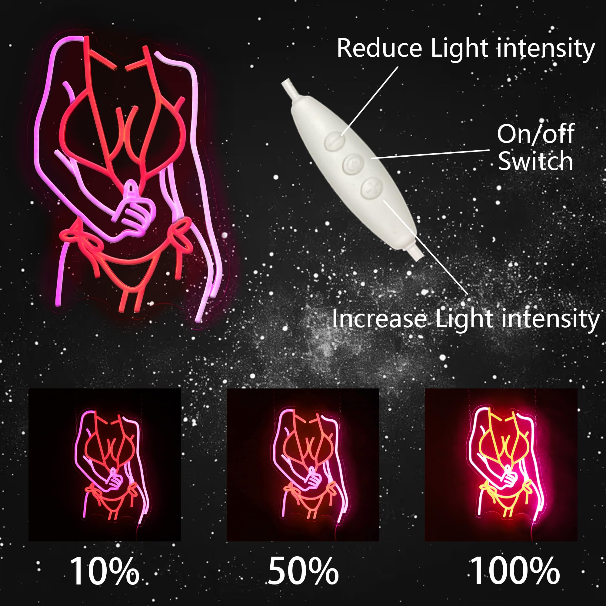 Striptease - Insegna al neon a LED, alimentata tramite USB, dimmerabile, decorazione da parete, regalo per bar, sala giochi, camera da letto, garage, 44,7 x 33,5 cm