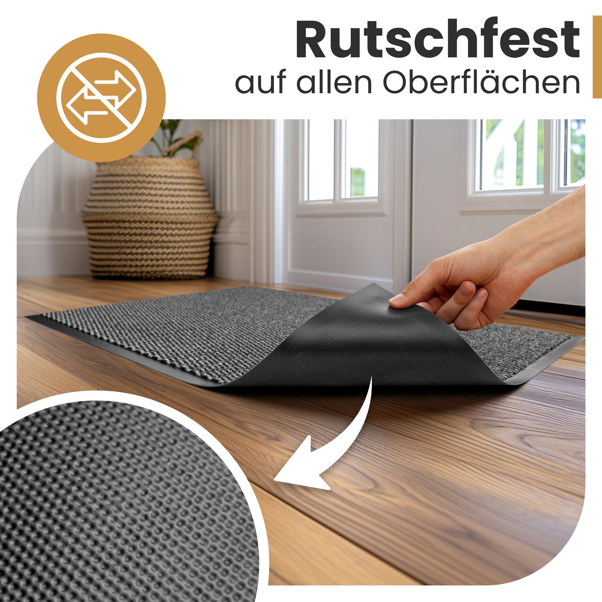 Bodenständig Pulito: lo zerbino definitivo per interni – parte superiore in tessuto assorbente (S-XXL), perfetto come zerbino 90 x 150 per interni ed esterni coperti. Zerbino grande XXL