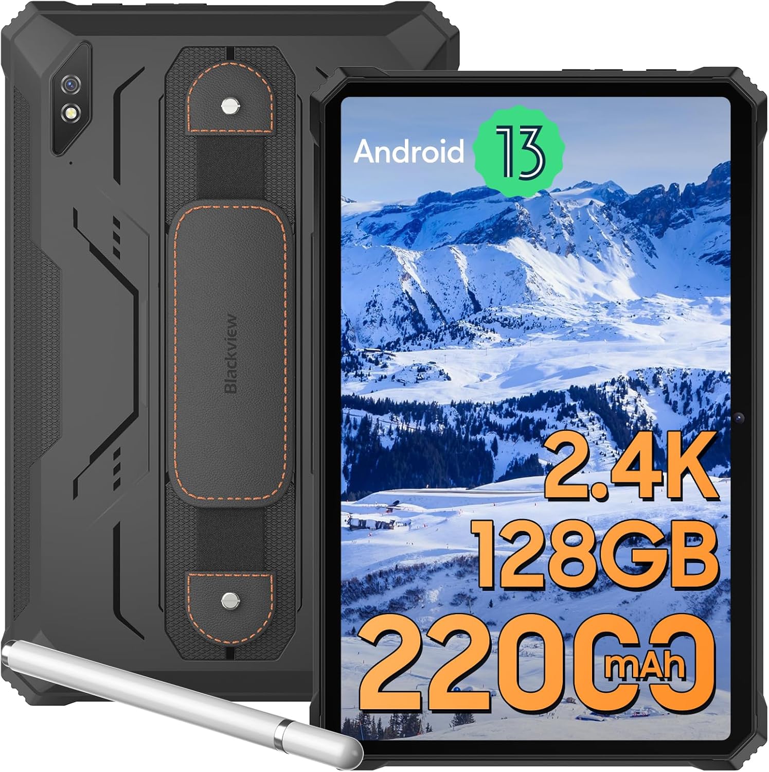 Blackview Rugged Tablet Android 13 12GB + 128GB 1TB TF Tablet Pc Robust-22000mAh Octa-Core Tablet Indistruttibile-10.36 HD+ Schermo 16MP+3MP Impermeabile IP68/69K Banda Globale Face ID Verde-grey