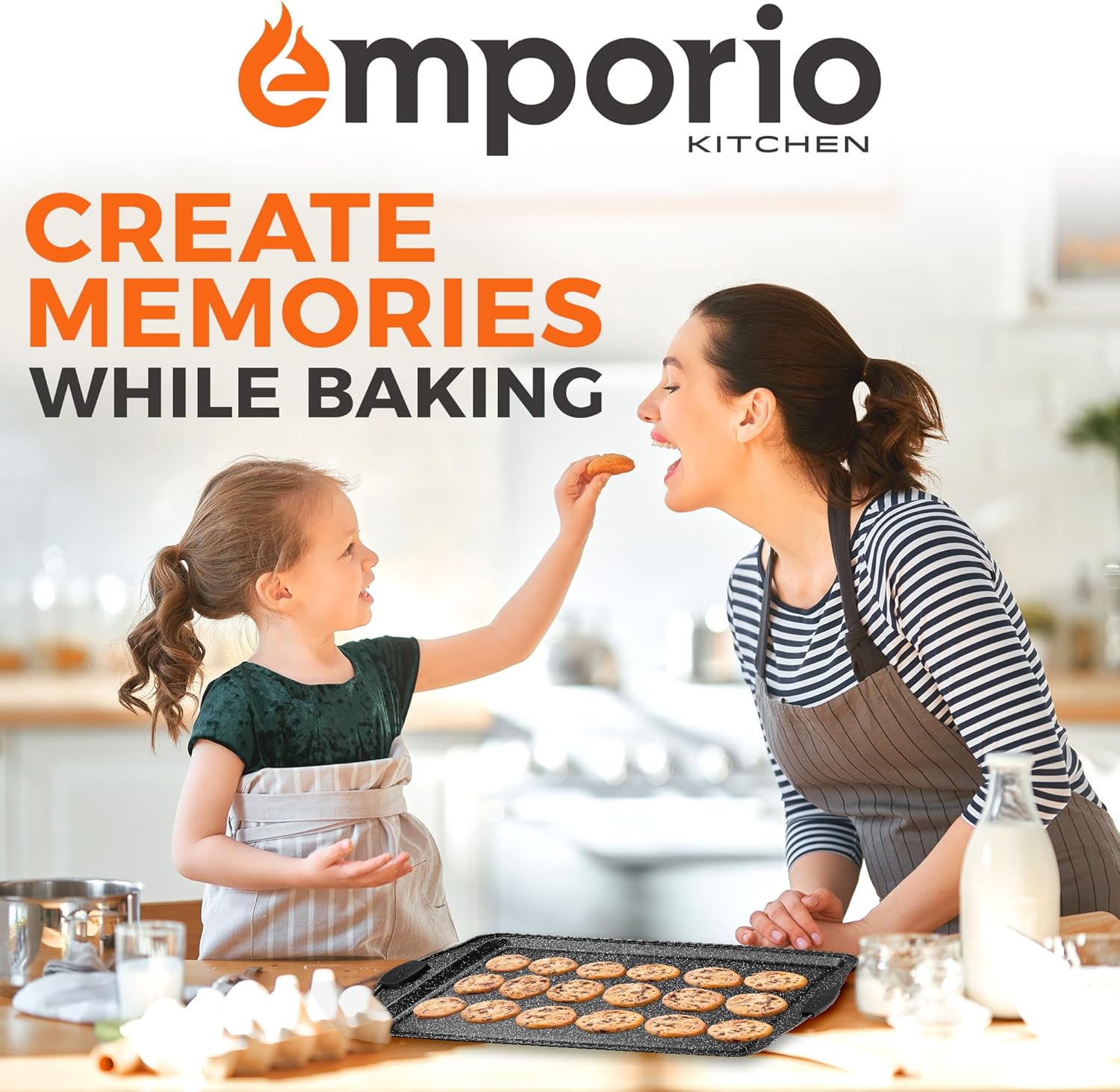 Baking Pan Set - Nonstick Coating, Carbon Steel Bakeware Set with Red Silicone Handles, PFOA, PFOS, PTFE Free, Recipe Booklet Included, Oven Safe Tray (Up To 450° F), Set of 6 - Black - Image 8