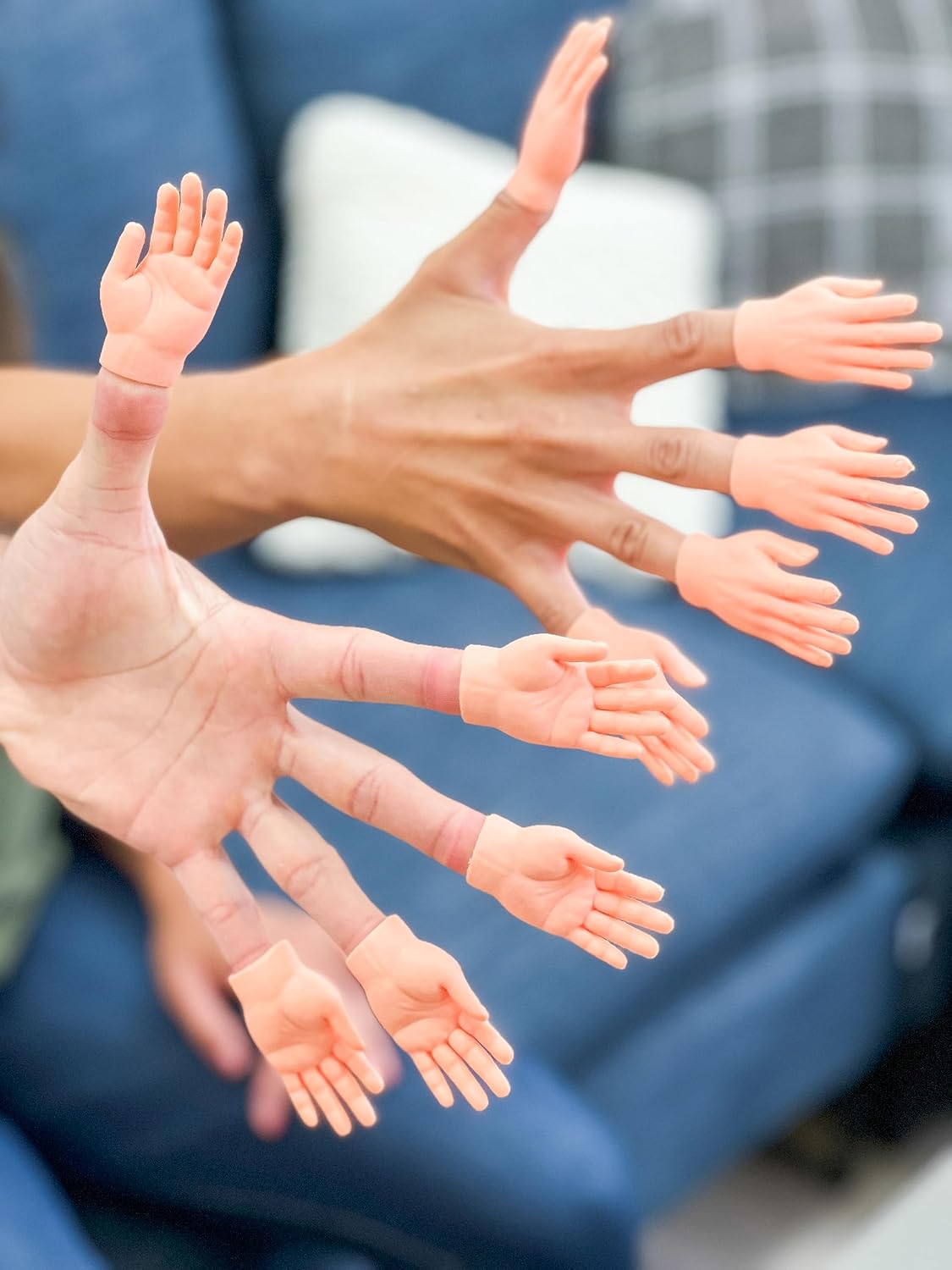 Finger Hands - 10 Pack – Premium Rubber Little Tiny Finger Hands – Fun and Realistic Design – Ideal for Puppet Show, Gag Present, Fun for All Kids!