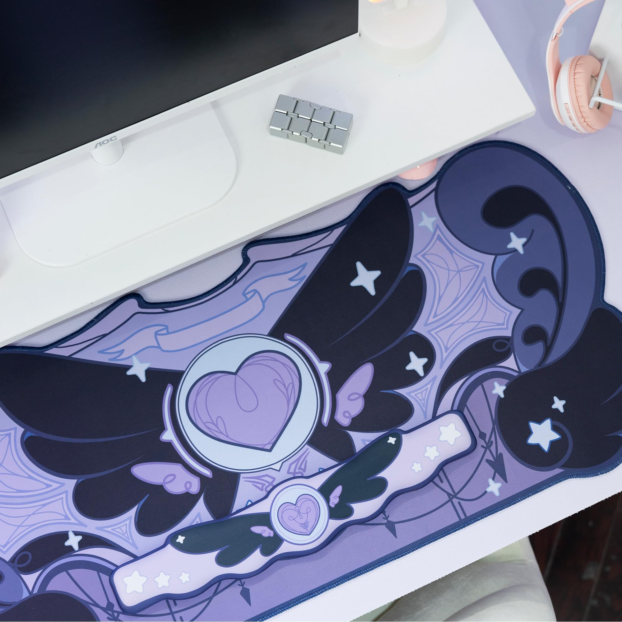GeekShare Kawaii, set di poggiapolsi – base in gomma anti-scivolo e supporto per polso in memory foam, per tastiera e mouse, perfetto per giochi o animali domestici (viola)