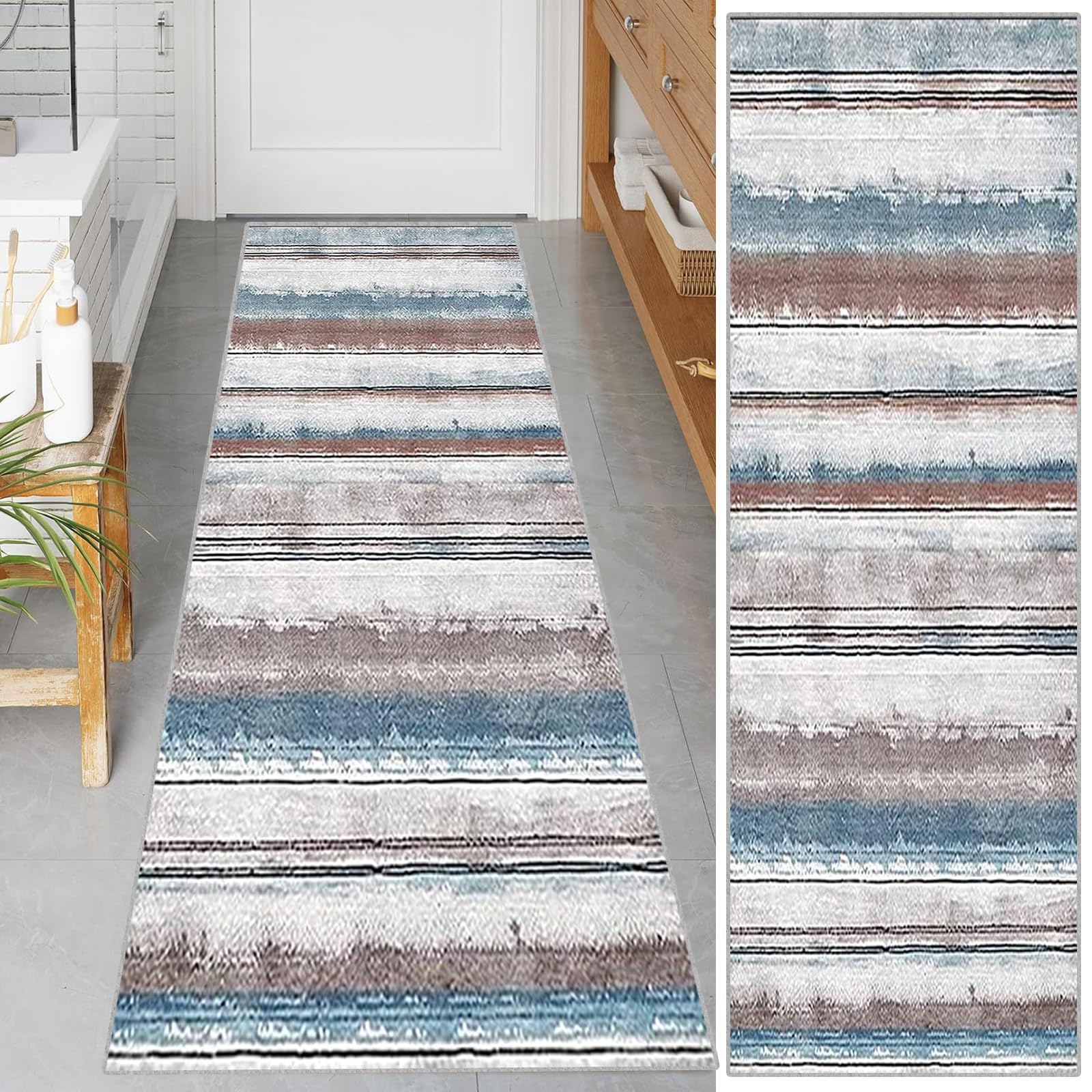 Tapis de couloir géométrique 60x400 cm pour salon et entrée