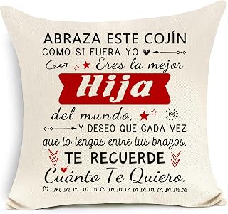 Awyuan Regalo para Hija de Parte de su mamá y papá Funda de cojín para Hija | Decoración con textos inspiradores y conmove...