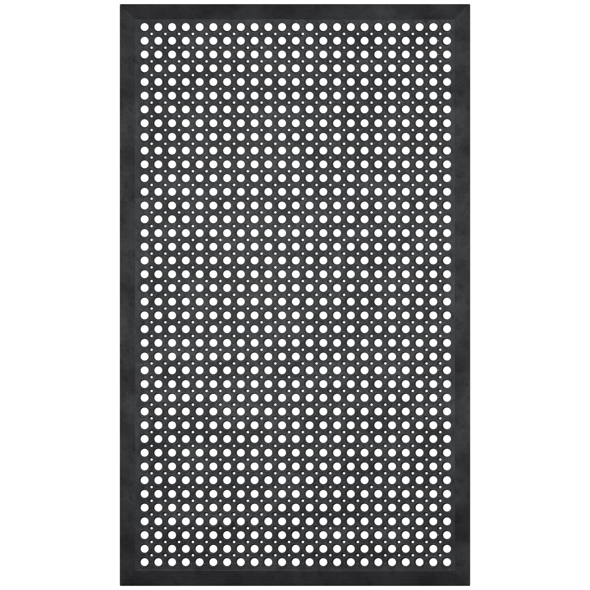 Ottomanson Heavy Duty Rubber Floor Mat – Non-Slip, Waterproof, Easy to Clean – Anti-Fatigue Mat for Commercial Kitchens, Restaurants, Workshops – Oil Resistant, Hose Washable – 24" x 36", Black