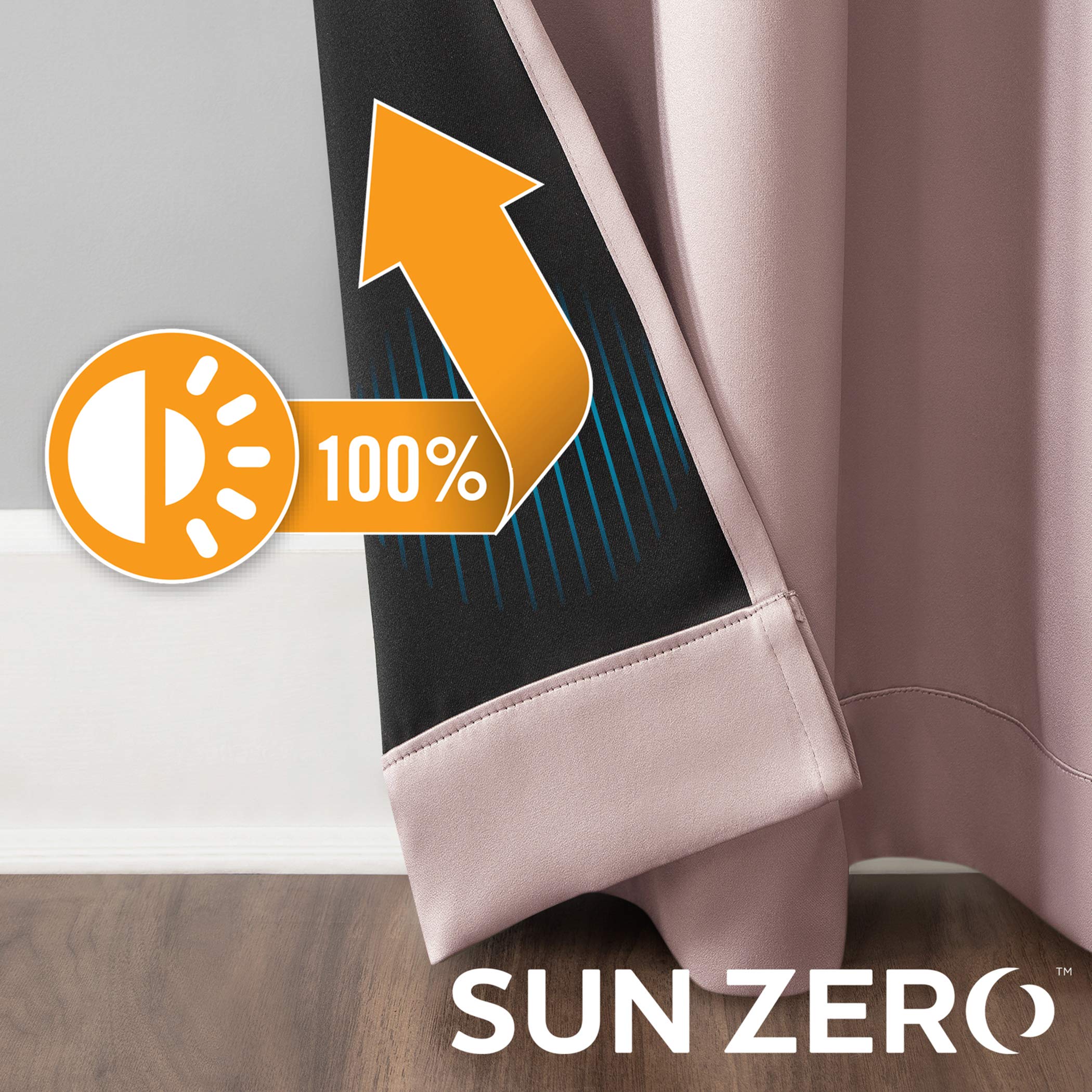 Sun Zero Nordic Lot de 2 Rideaux à œillets 100% occultants de qualité théâtre, 132,1 x 243,8 cm, Blush
