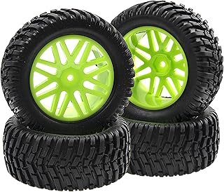 ShareGoo OD 96mm/3.77 RC Rubber Tire w/Plastic Rim 12mm Hex Compatible with HSP 94170 94155 1/10 RC Course Truck Wltoys 1/14 144001 144010 124007 124019 12428 RC Car
