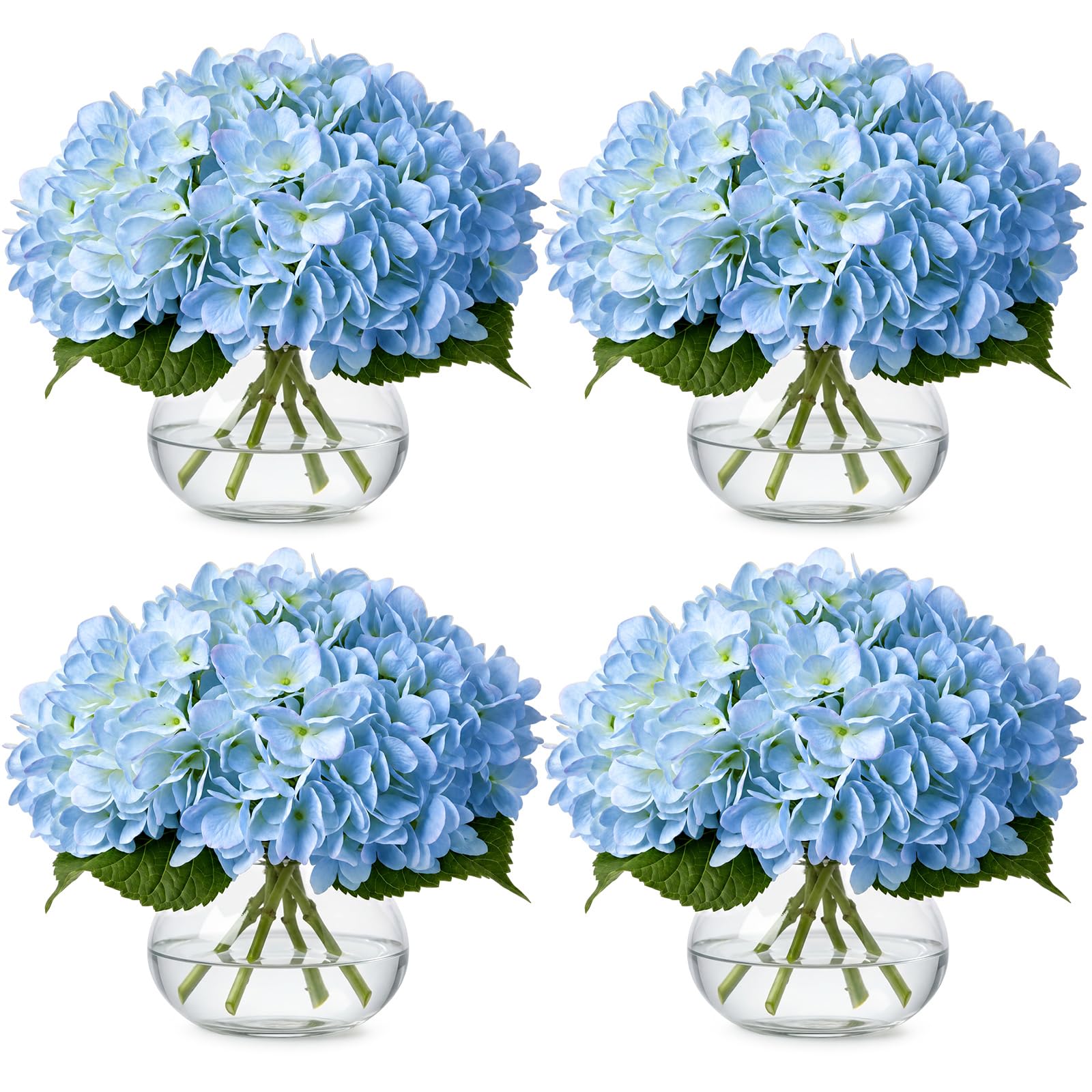 Photo 1 of Zeyune Artificial Hydrangea Flowers (3 Pack, Blue)