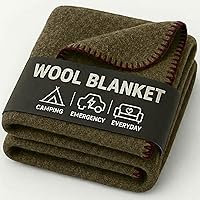 Vista 14 de Manta de Lana para Acampada – 70% Lana Resistente de Servicio Pesado Estilo Militar, Cálida y Lavable, Manta Ignífuga para Emergencias
