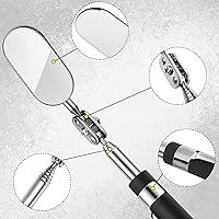 Vista 3 de Espejo de inspección telescópico de 3 piezas, espejo cuadrado redondo, herramienta de inspección para verificar el vehículo, observar pestañas boca