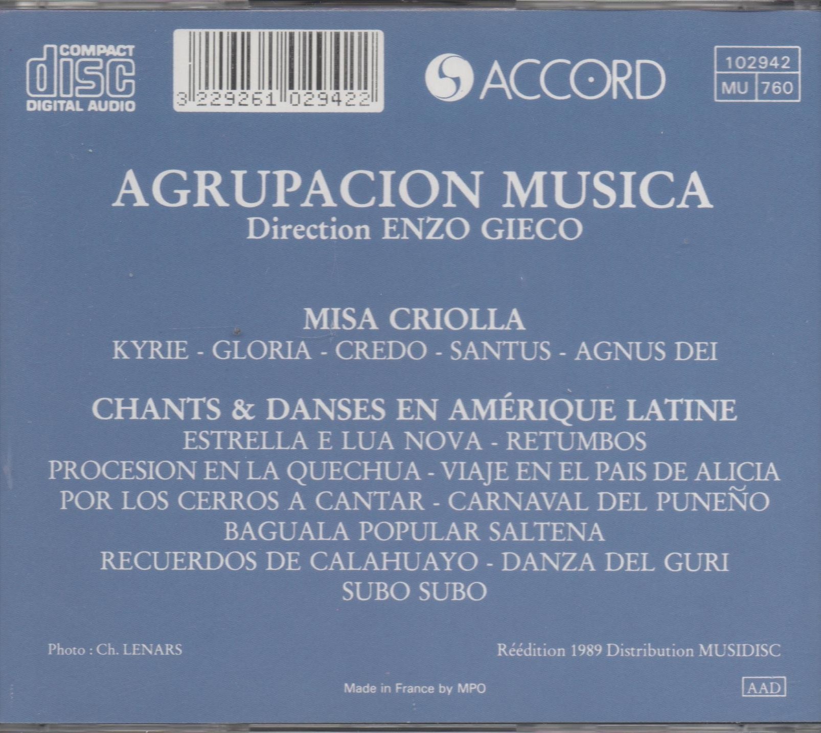 Agrupacion Musica Dir. Enzo Gieco : Chants Et Danses En Amerique Latine