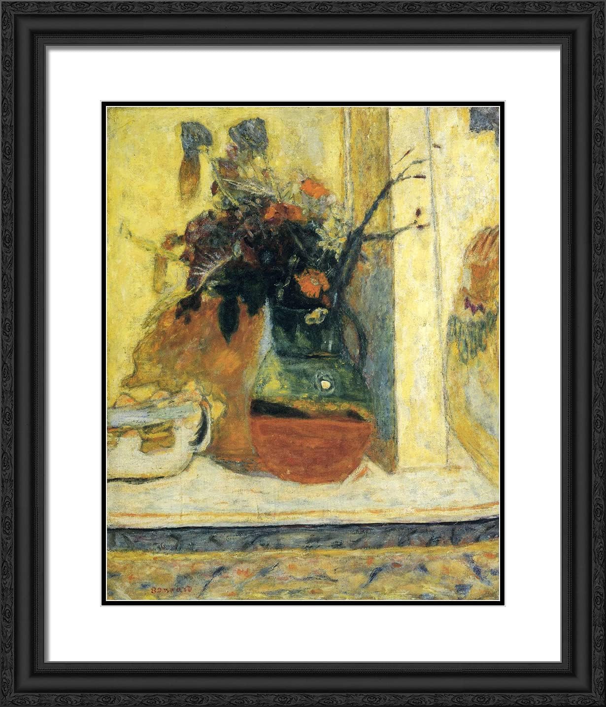 ArtDirect Bonnard, Pierre 20x23 Black Ornate Framed Art Print with Double Matting Titled: Pitcher