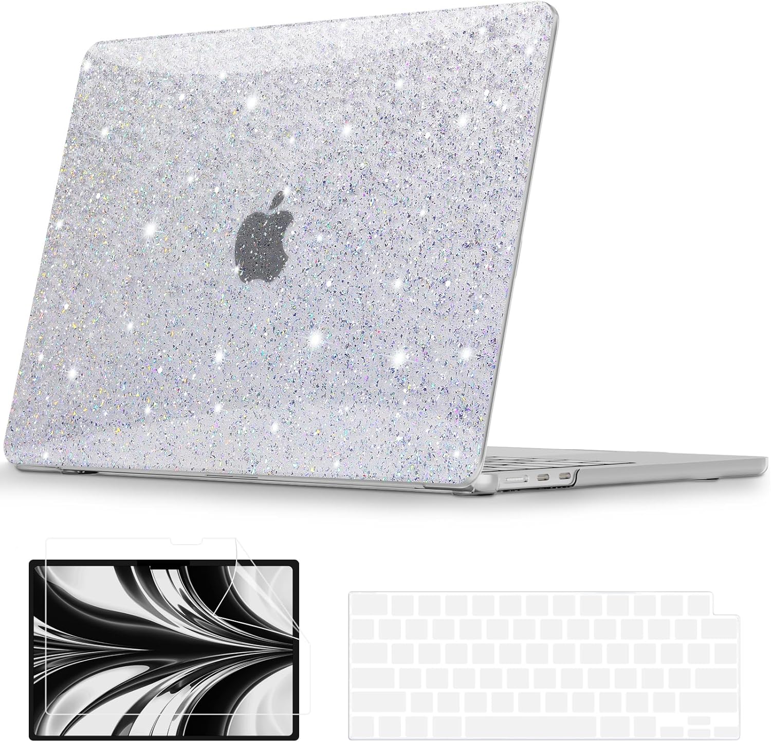 Compatible with MacBook Air 13 inch Case 2025 2024 2023 2022 M4 M3 M2 (Model A3240 A3113 A2681) Sturdy Laptop Hard Shell for MacBook Air 13.6" + Keyboard & Screen Cover, Glitter