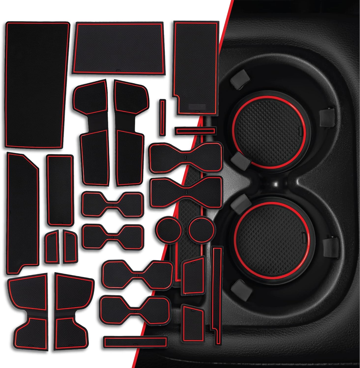 CupHolderHero Fits with Nissan Pathfinder Accessories 2013-2024 - Premium Custom Interior Non-Slip Anti Dust Cup Holder Inserts, Center Console Liner Mats, Door Pocket Liners 25pc Set (Gray Trim)