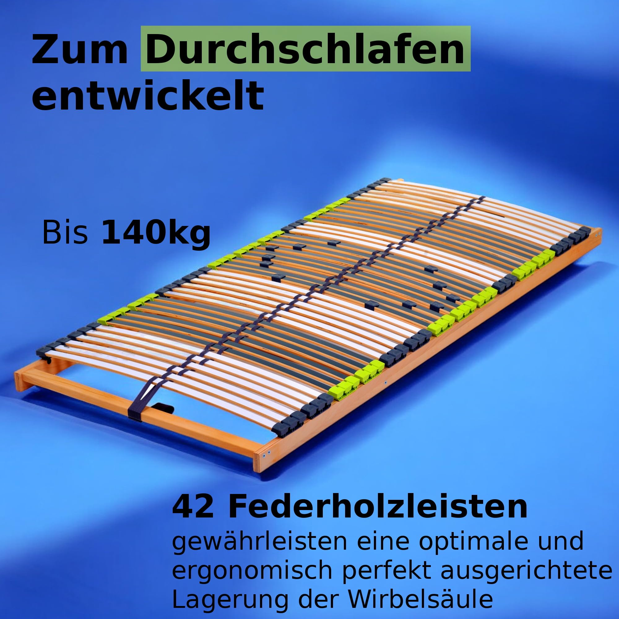 DaMi 7-Zonen Lattenrost Relax KV 90x200cm I mit 6 Härtestufen, Kopfteil verstellbar, Made in Germany, Buche & Birke, 42 Federholzeisten, Lattenrahmen zur Selbstmontage, extrem hochwertig & stabil