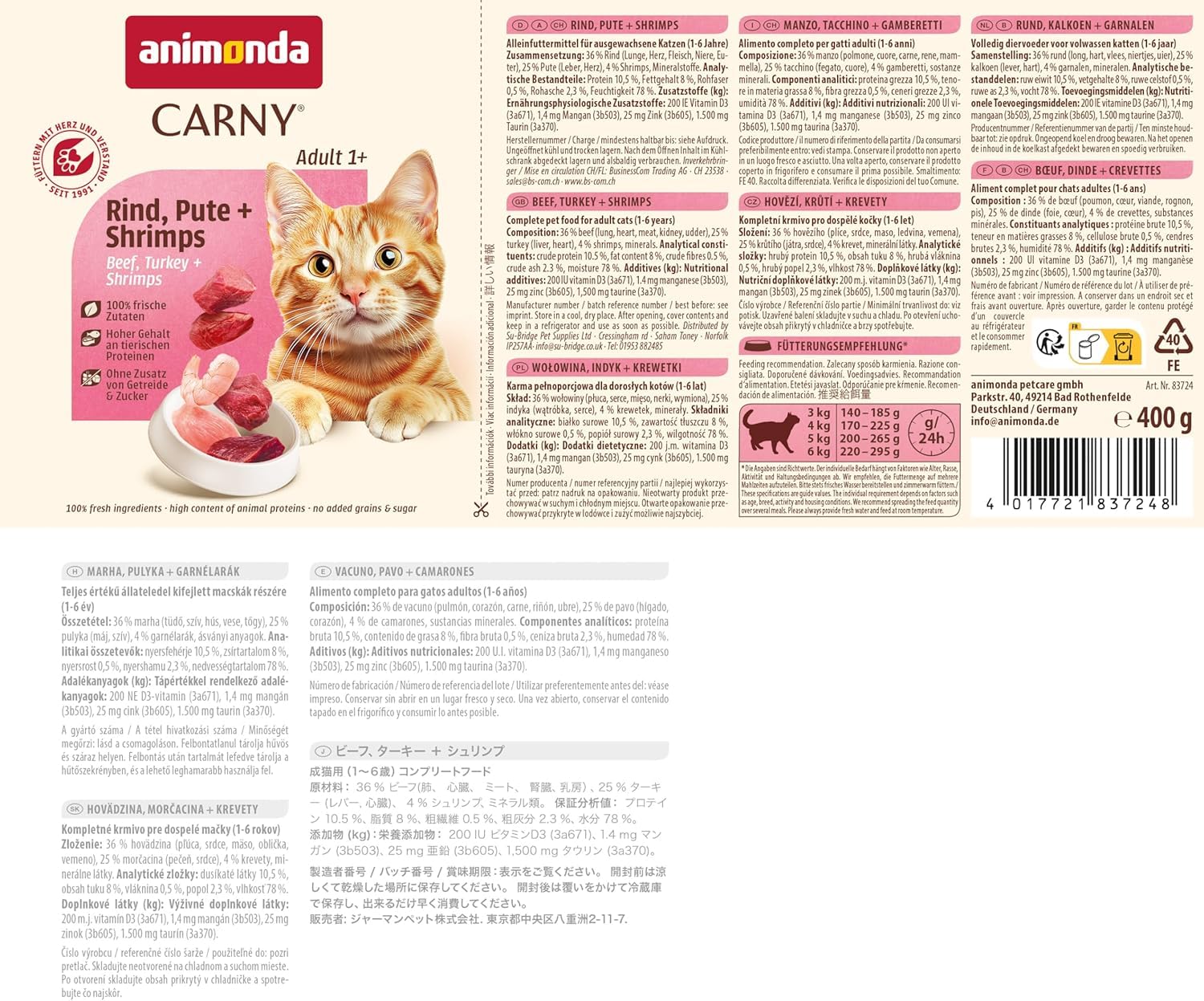 animonda Carny Adult, cibo umido per gatti, Varietà Forte 12 x 400 g