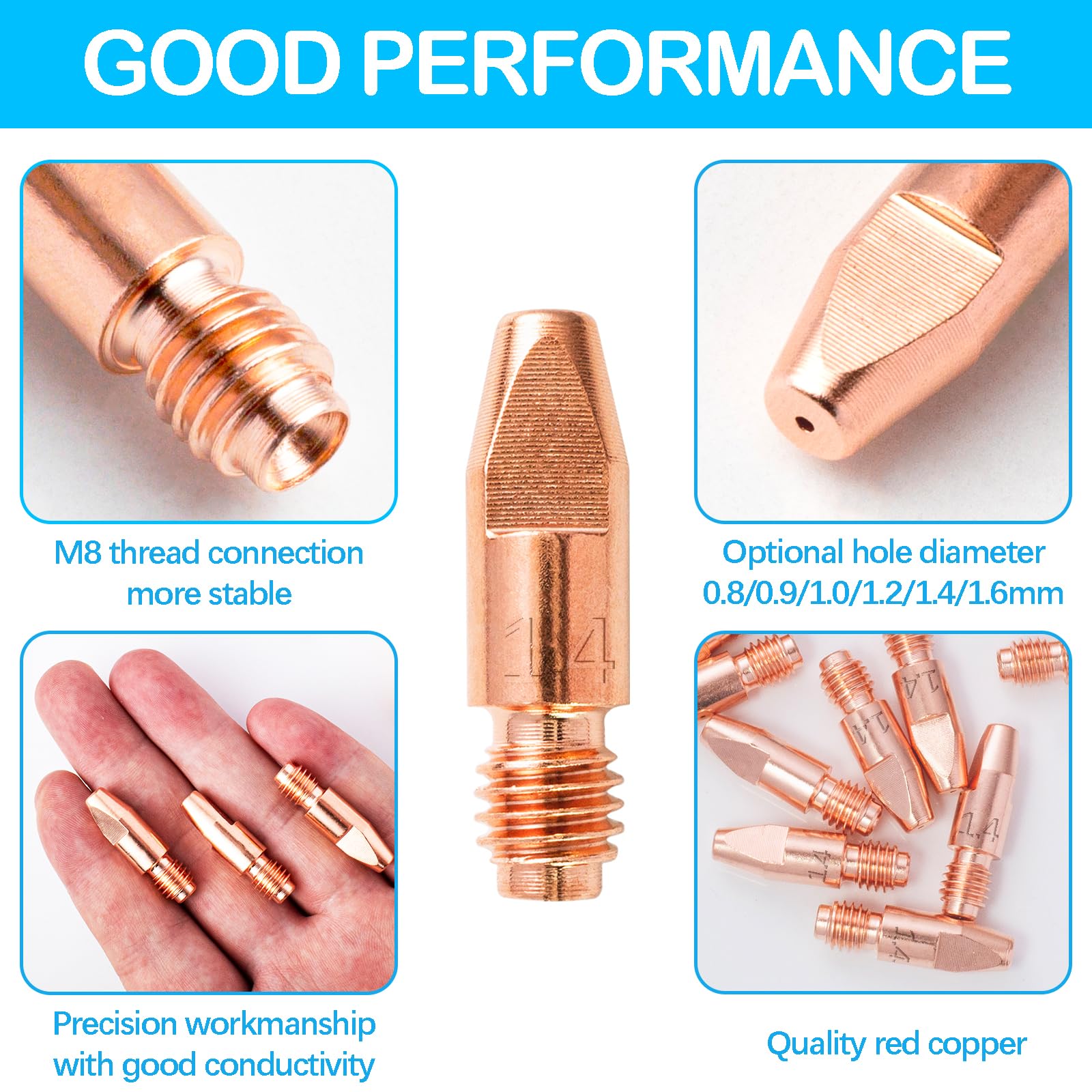 10x MIG Schweißdüsen 1.0mm Kupfer - Kontaktspitzen Für MB36KD Schweißbrenner