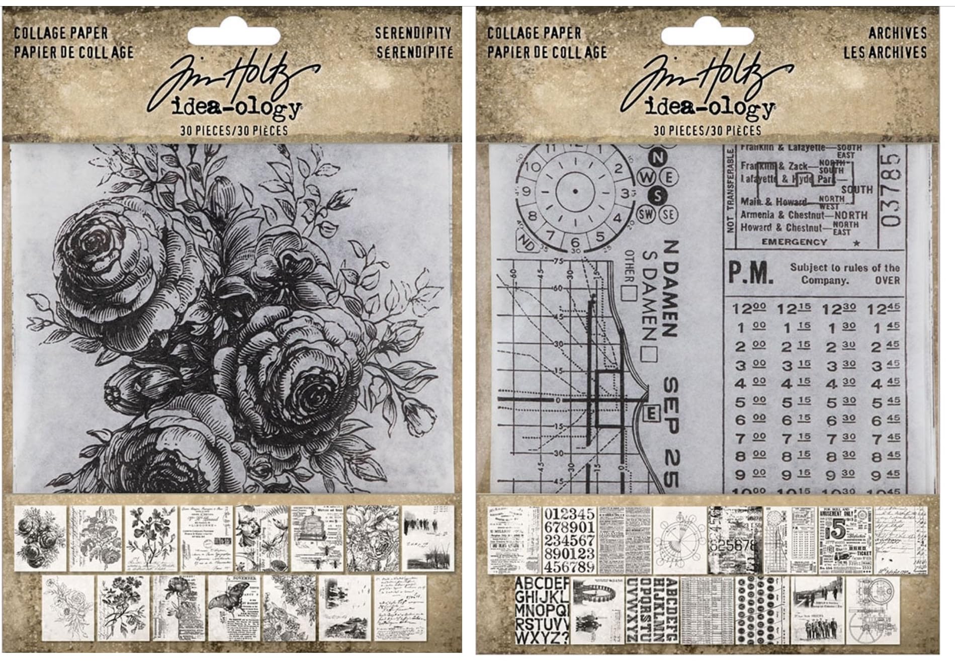 RangerInk Bundle - Idea-Ology - Tim Holtz - Collage Paper Archives and Serendipity - 2024 May Release th94365 and th94366