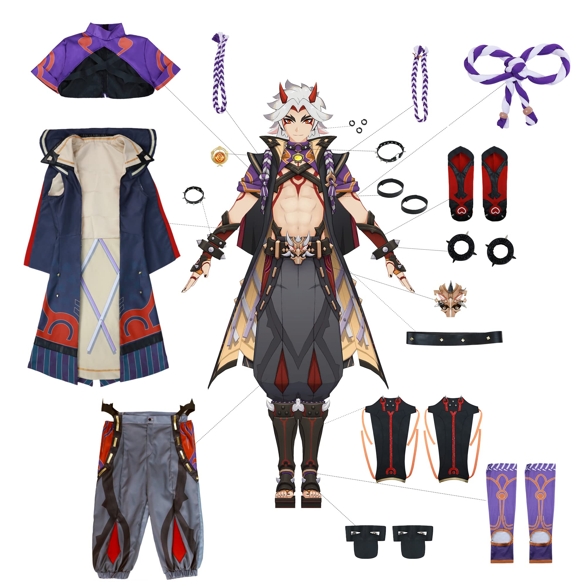 Amazon.co.jp: [NOKIJP] 原神 稲妻 荒瀧一斗 コスプレ ウィッグ付き