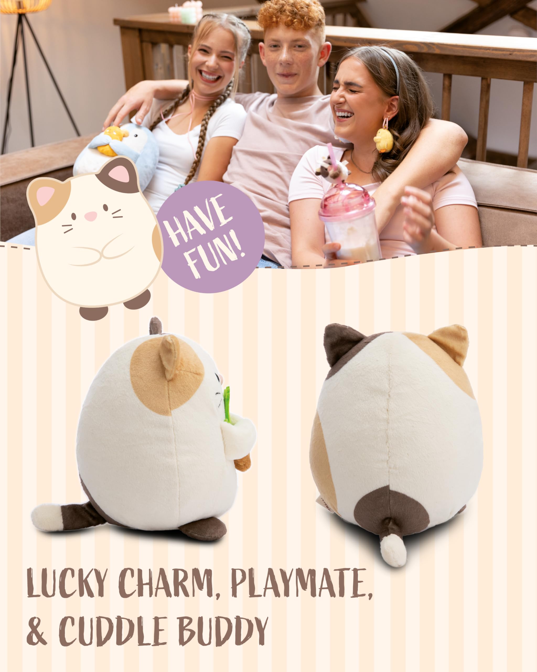 Knuffel Kat Angy Beige Gevlekt 5cm - Zacht speelgoed gemaakt van pluche, schattig pluchen knuffeldier om mee te knuffelen en te spelen, voor kinderen en volwassenen